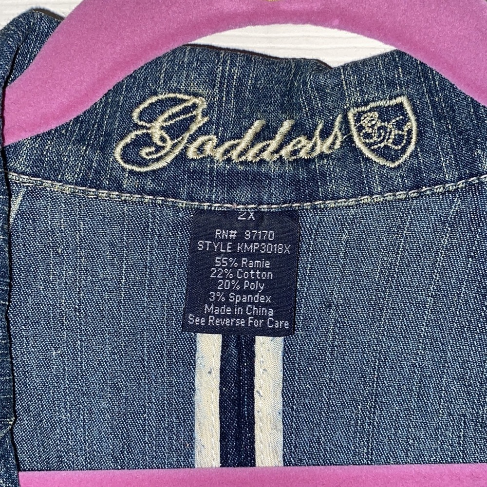 Goddess Blue Jean Jacket with sparkles! 2X - Picture 4 of 9